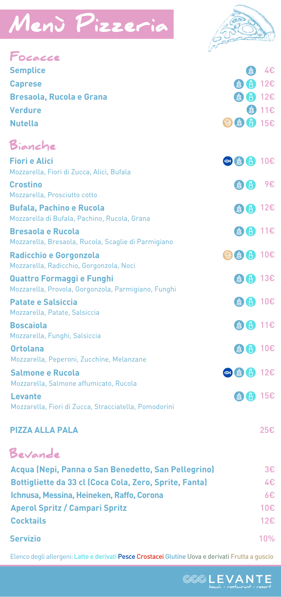 Pizzeria menu 2026