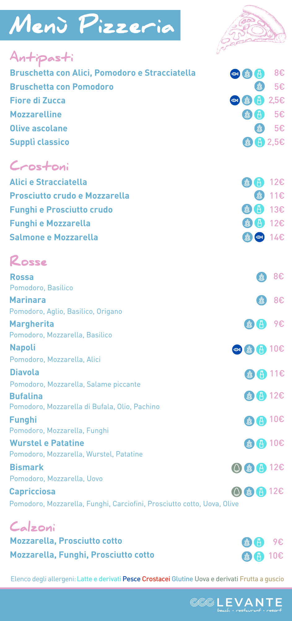 Pizzeria menu 2026